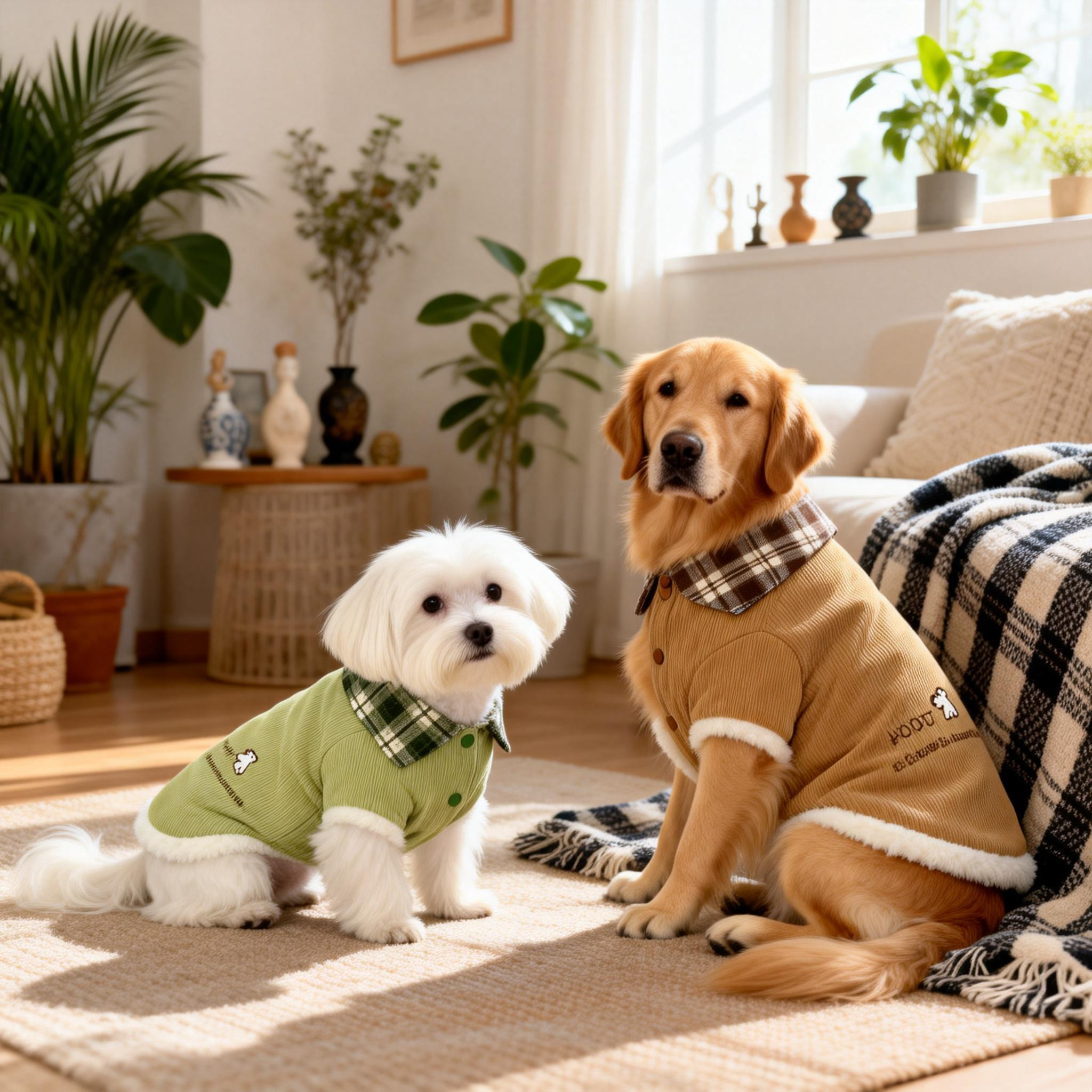 Plaid Corduroy Winter Dog Jacket