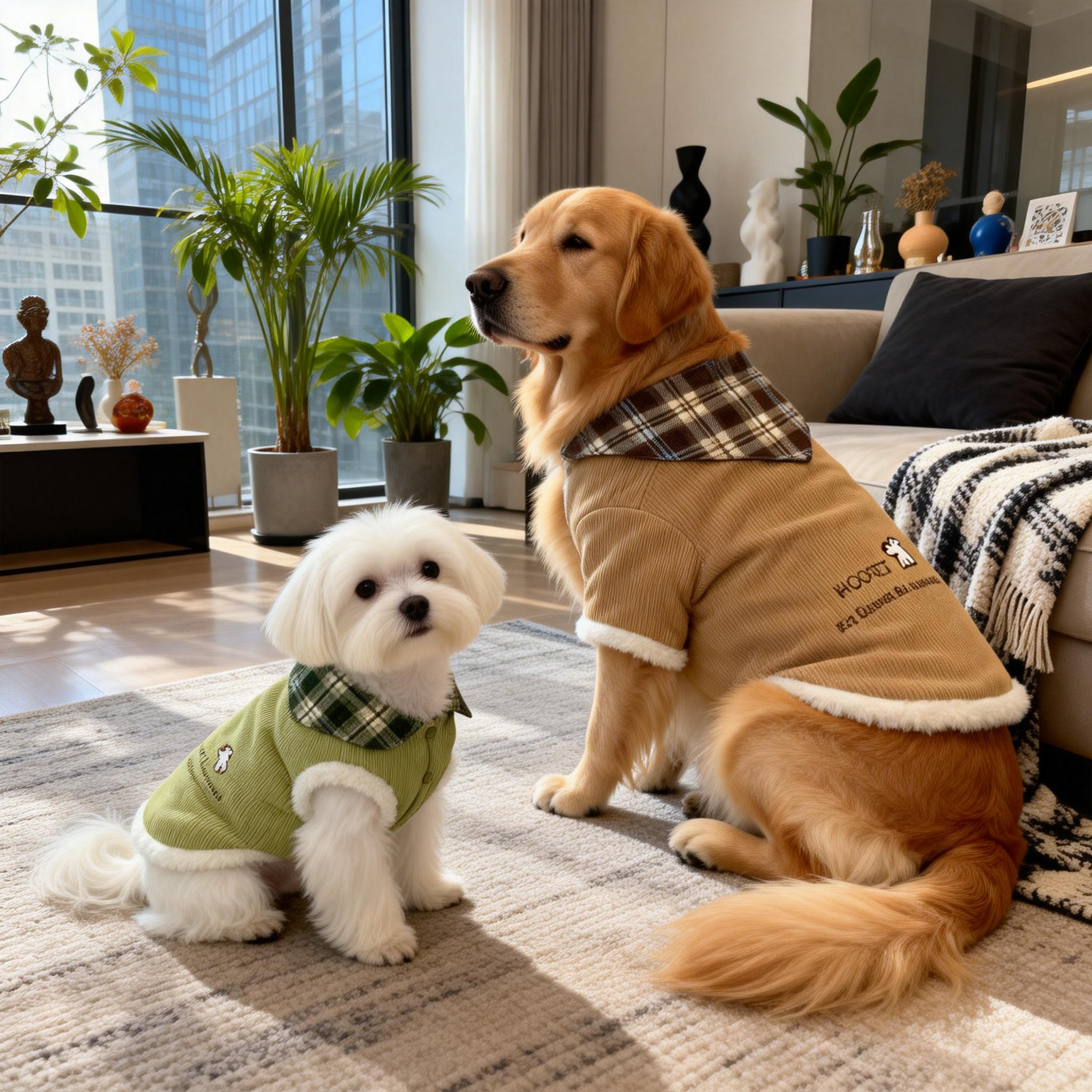 Plaid Corduroy Winter Dog Jacket