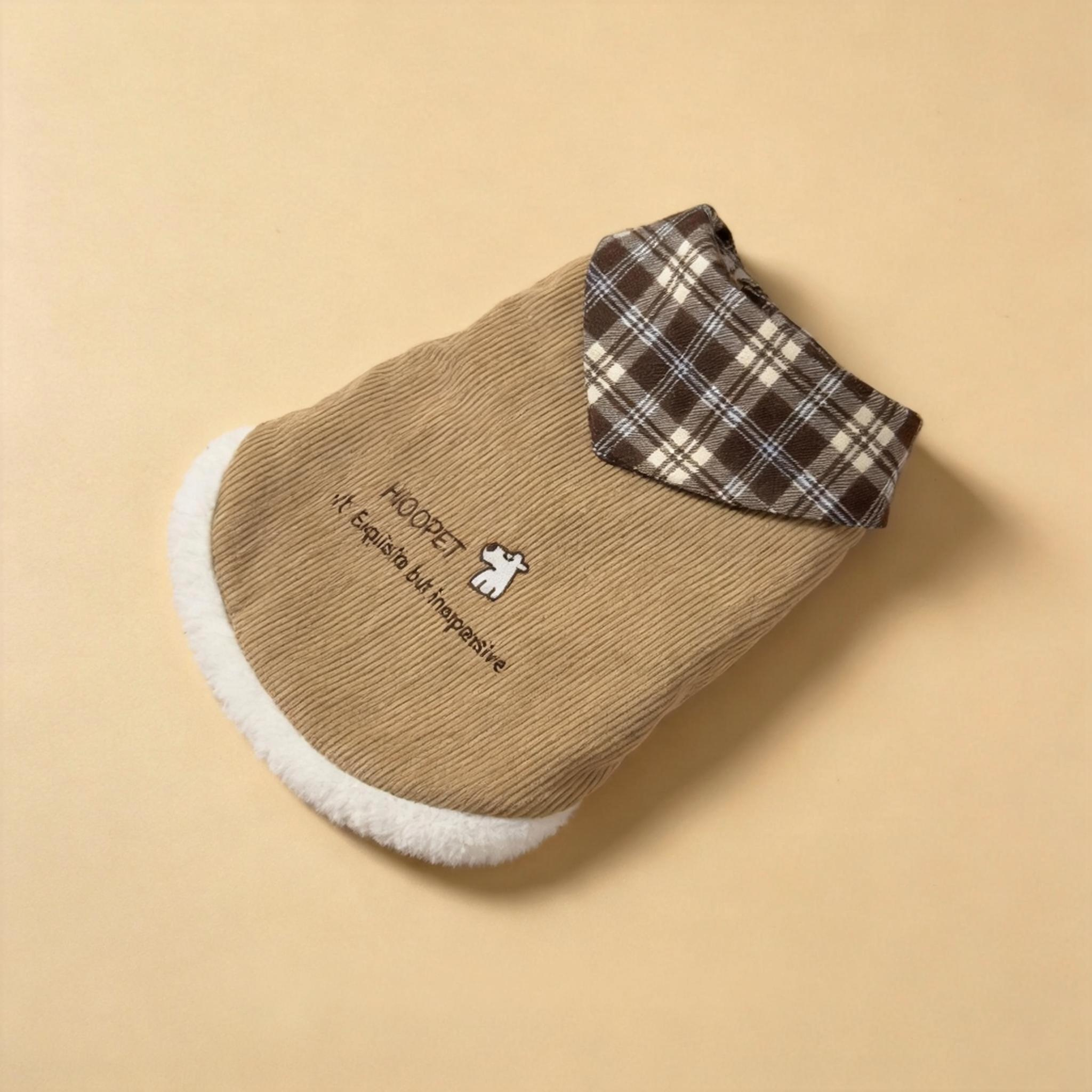 Plaid Corduroy Winter Dog Jacket