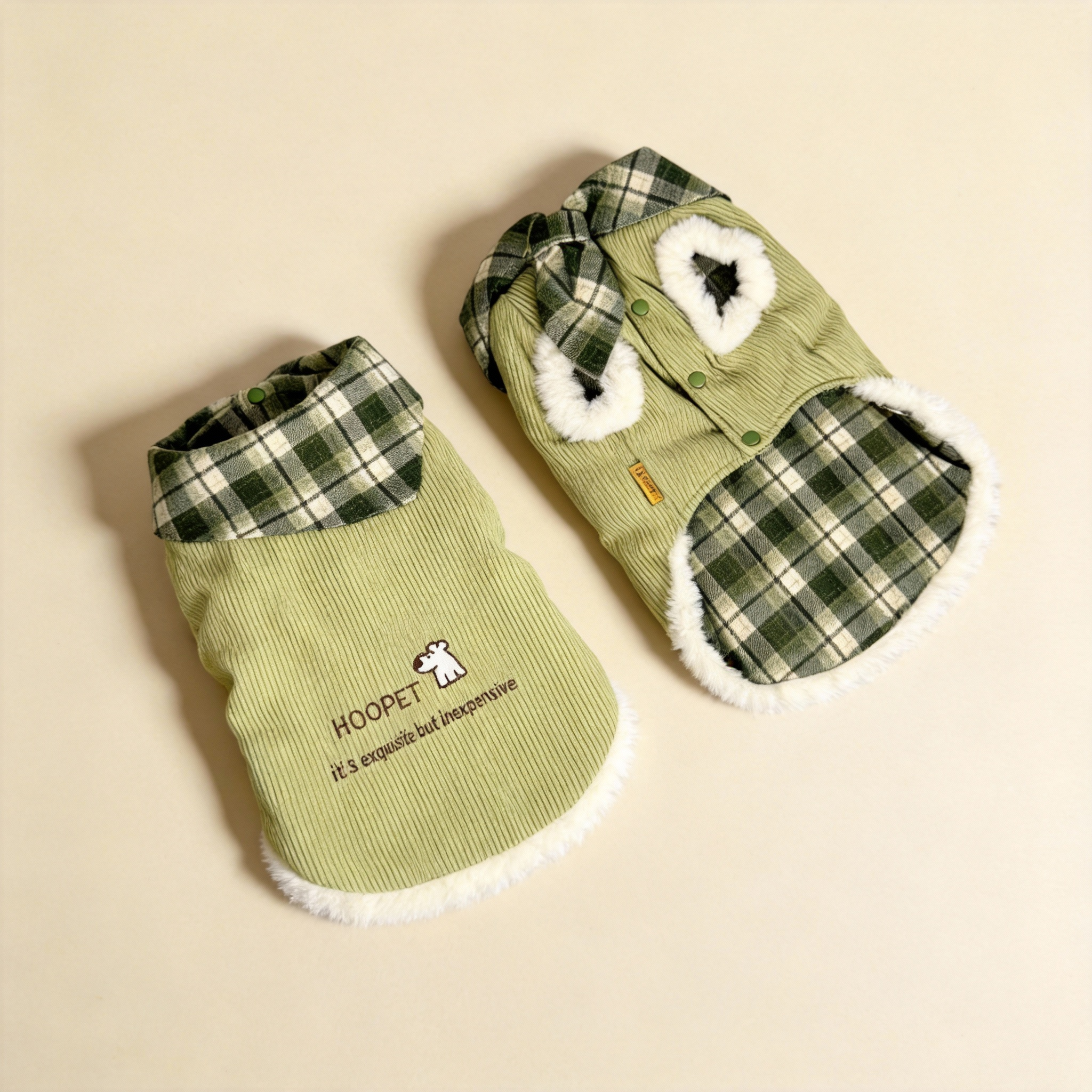 Plaid Corduroy Winter Dog Jacket